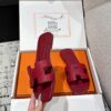 HERMES ORAN H SANDALS SLIPPERS Classic Epsom Rose Magenta red Pink