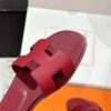 HERMES ORAN H SANDALS SLIPPERS Classic Epsom Rose Magenta red Pink