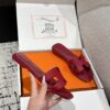 HERMES ORAN H SANDALS SLIPPERS Classic Epsom Rose Magenta red Pink