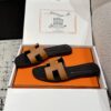 Hermès Oran Sandal Naturel Black Brown