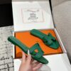 HERMES ORAN H SANDALS SLIPPERS CLASSIC Epsom Cactus Green Emerald