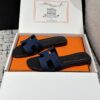 HERMES Denim Canvas Oran Sandals  Bleu Brut 166183