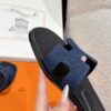 HERMES Denim Canvas Oran Sandals  Bleu Brut 166183