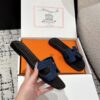 HERMES Denim Canvas Oran Sandals  Bleu Brut 166183