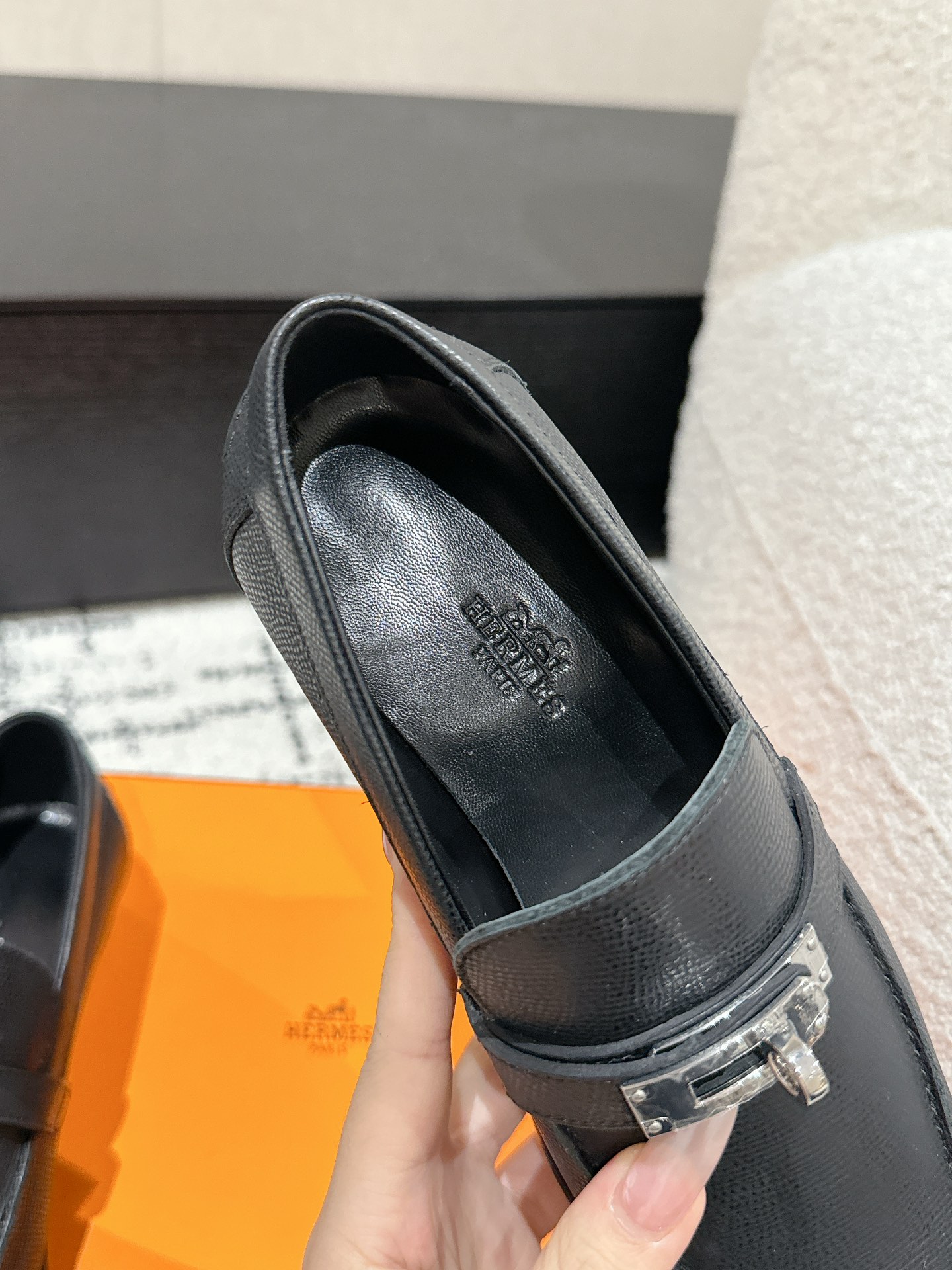 Hermes  Epsom Womens Destin Loafer  Black