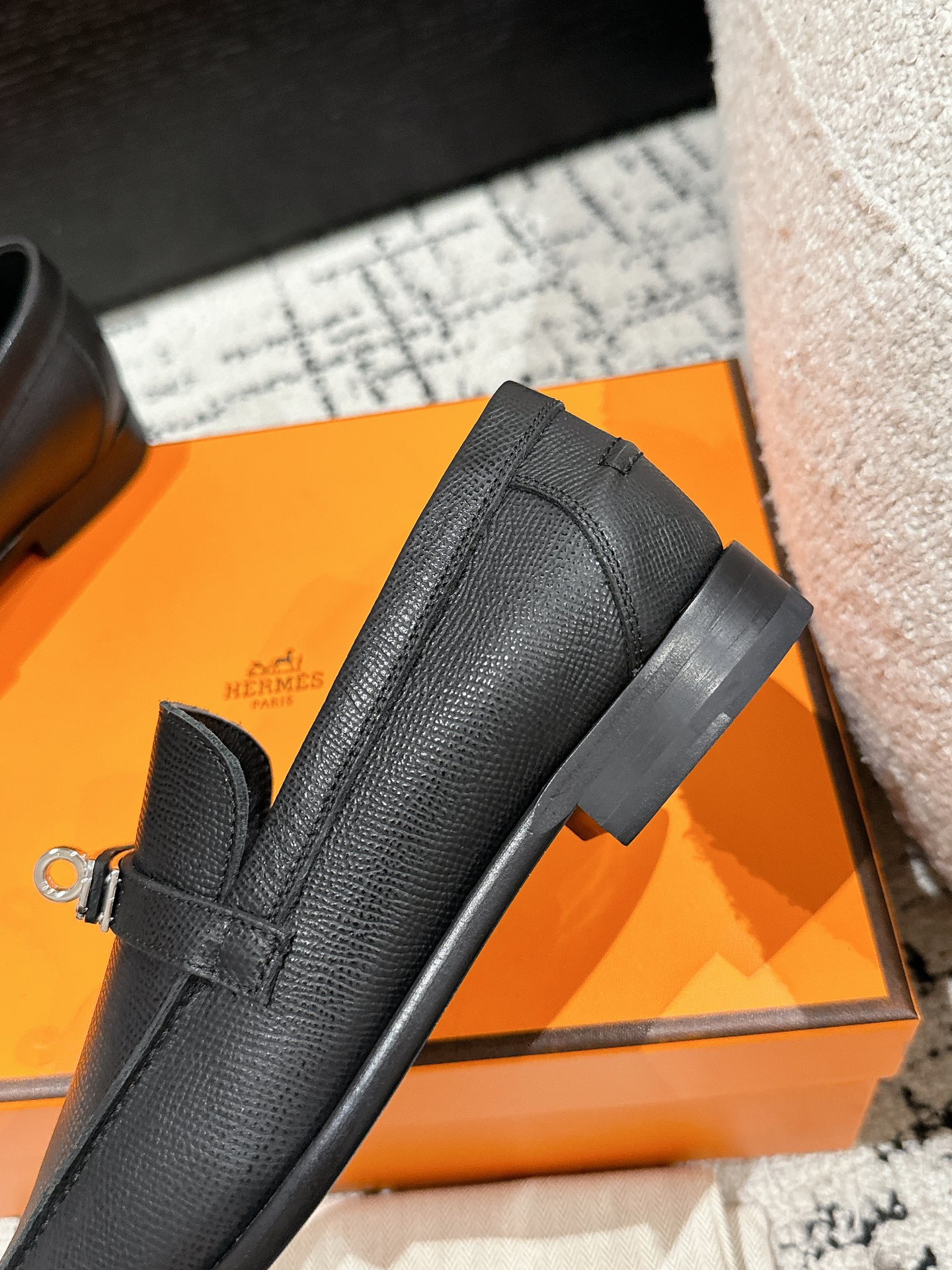 Hermes  Epsom Womens Destin Loafer  Black
