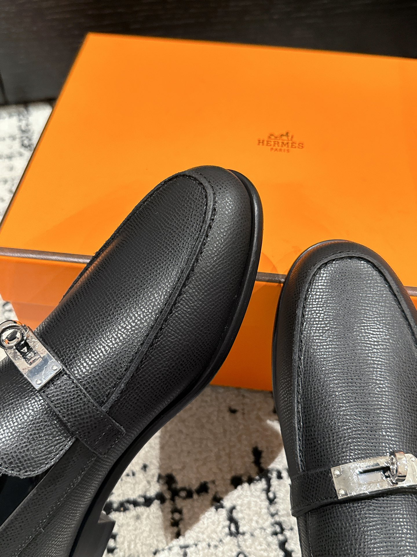 Hermes  Epsom Womens Destin Loafer  Black