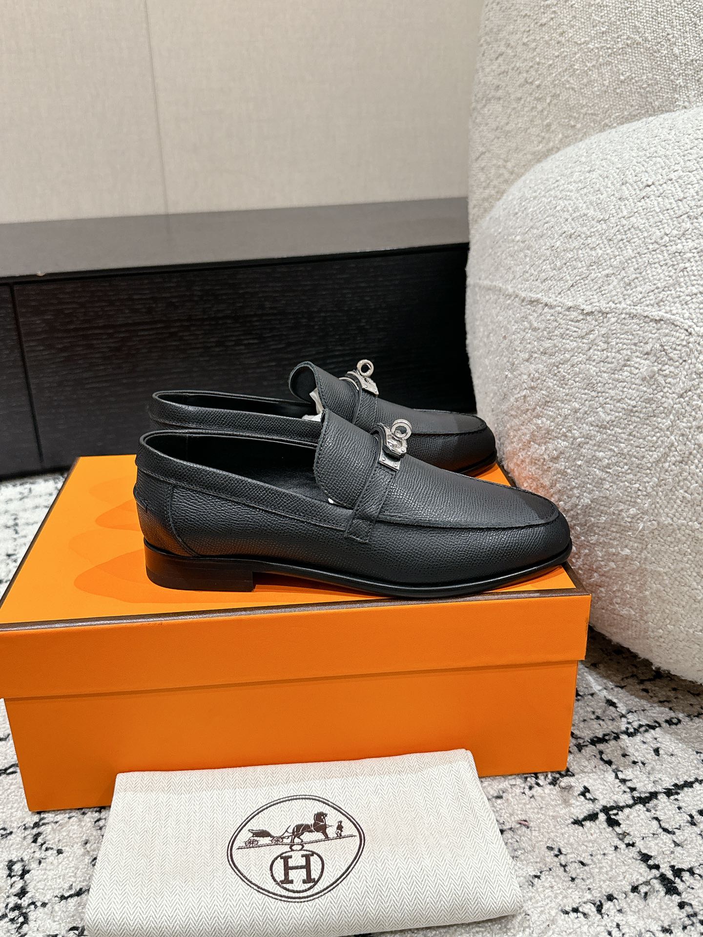 Hermes  Epsom Womens Destin Loafer  Black