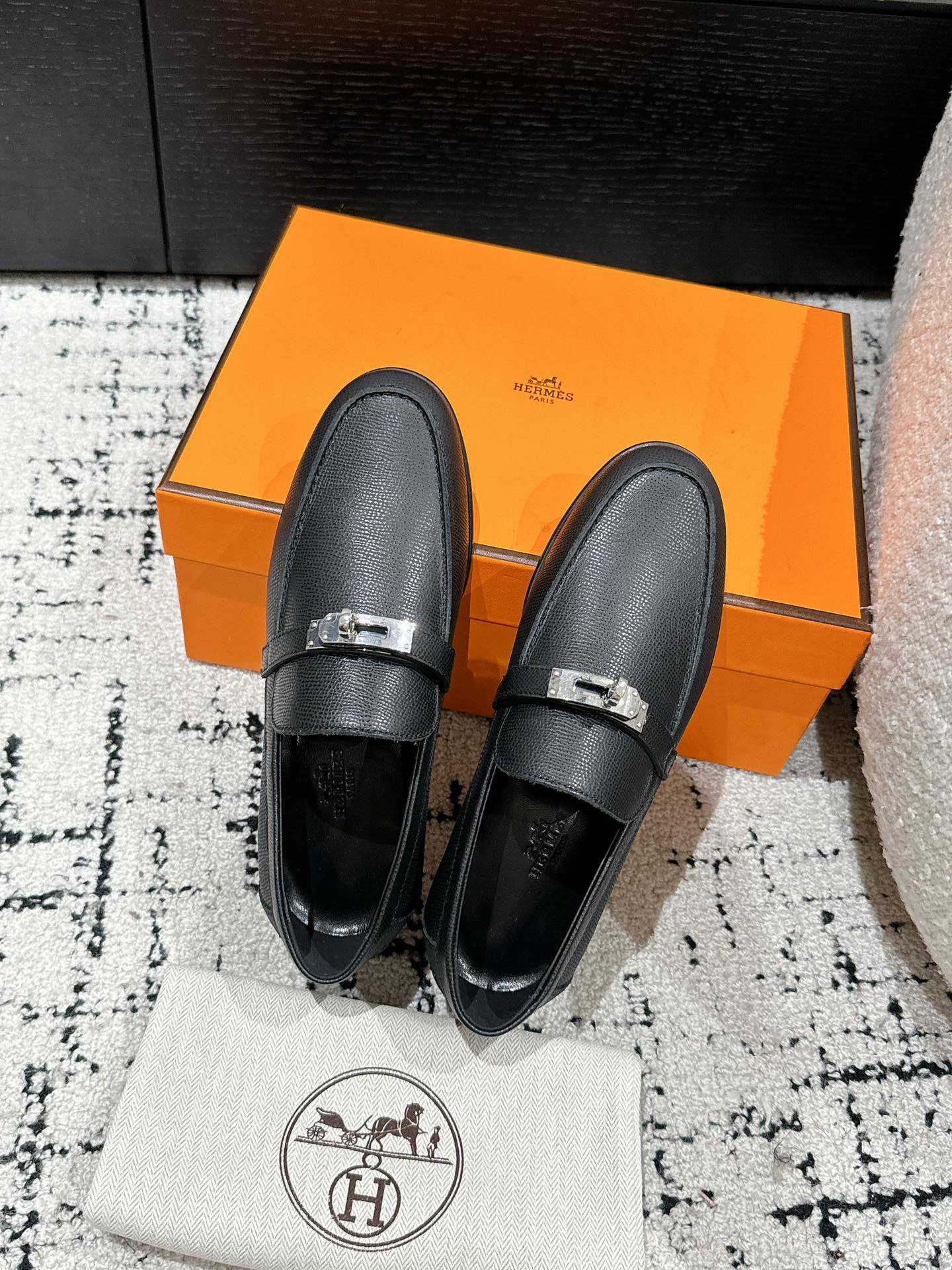 Hermes  Epsom Womens Destin Loafer  Black