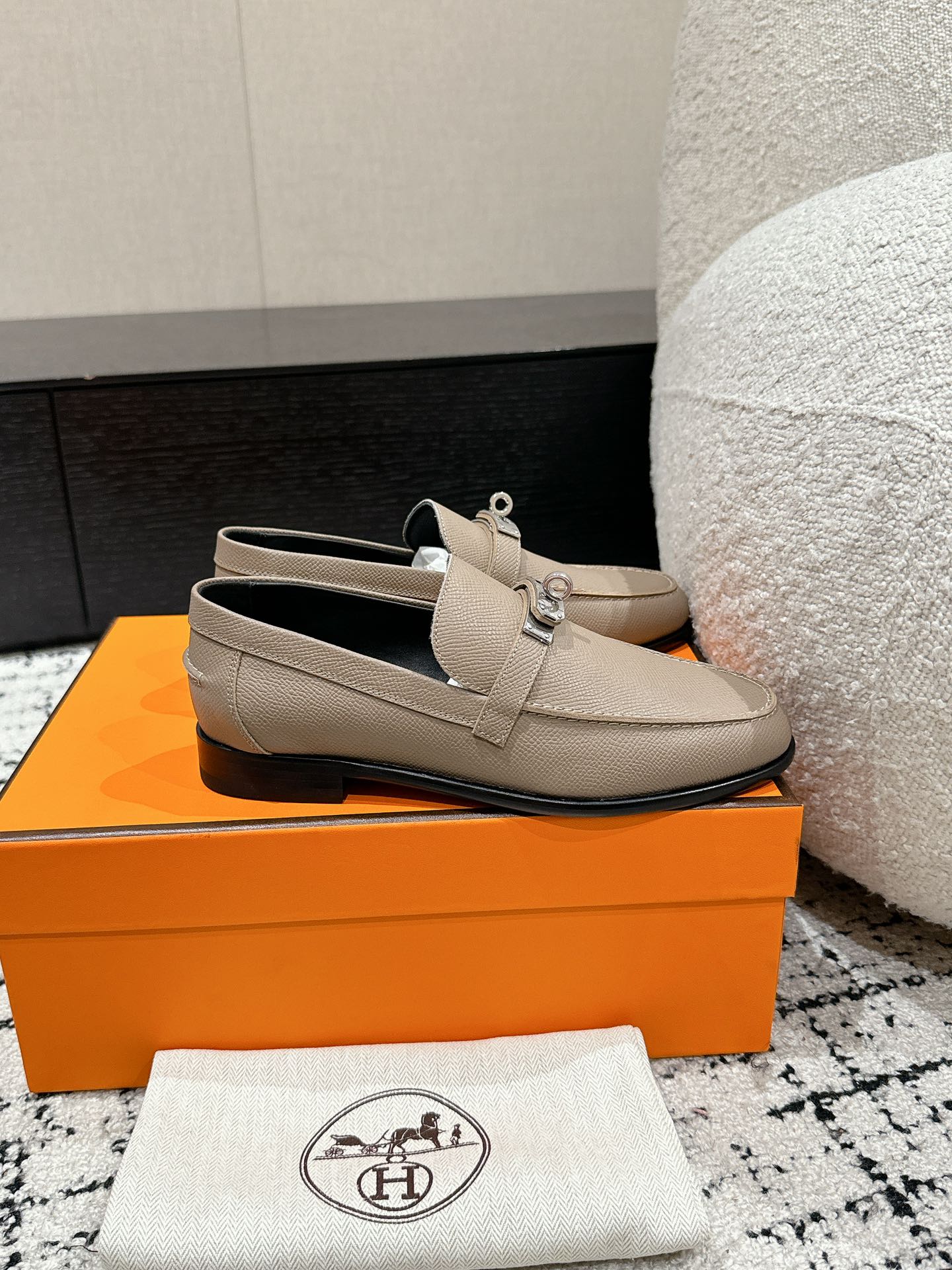 NIB HERMES Mocassin Veau Epsom Destin Loafer Size