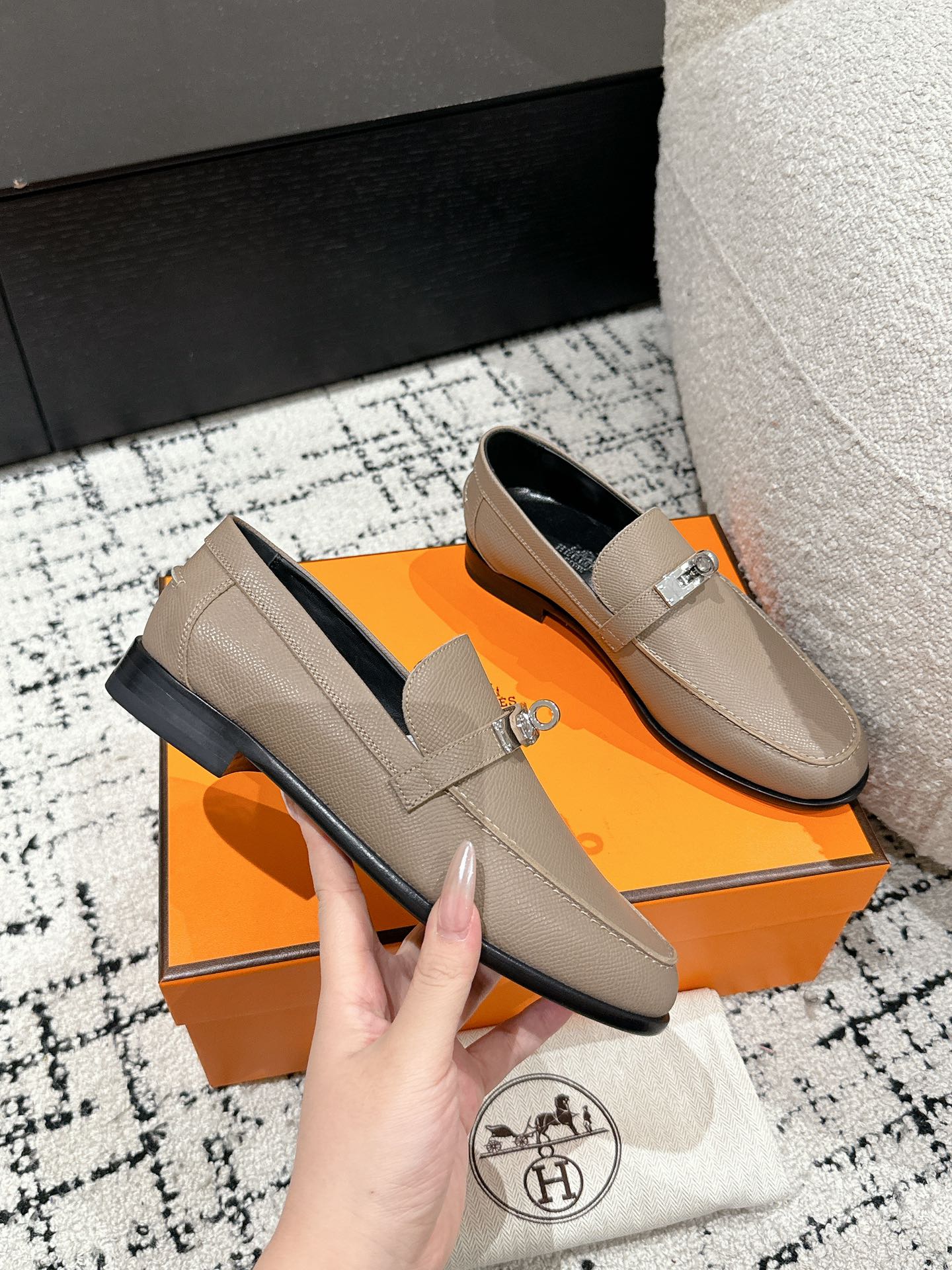 NIB HERMES Mocassin Veau Epsom Destin Loafer Size