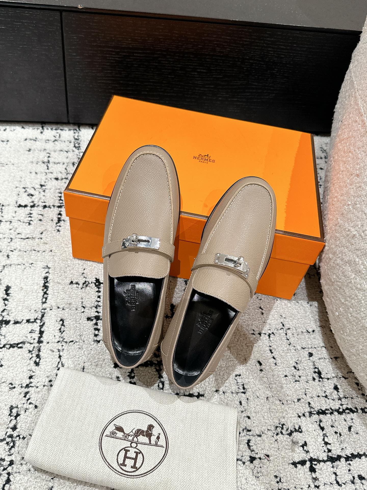 NIB HERMES Mocassin Veau Epsom Destin Loafer Size