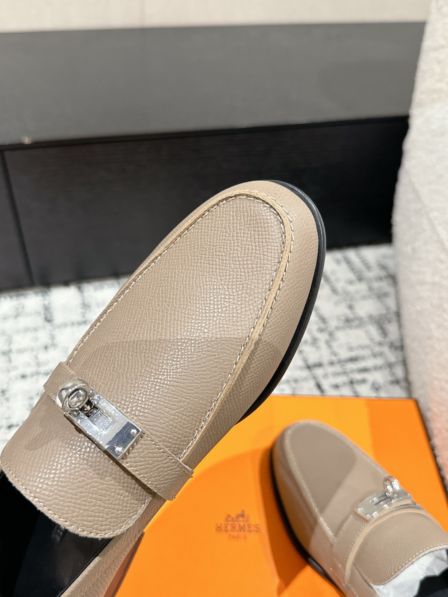 NIB HERMES Mocassin Veau Epsom Destin Loafer Size