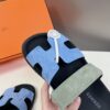 Hermes Chypre Sandal Blue Cameo Vert Celadon Green Strap Slide Slip On Flat