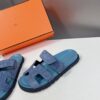 HERMÈS Blue Celeste Suede Women’s Chypre Sandals