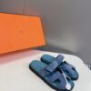 HERMÈS Blue Celeste Suede Women’s Chypre Sandals