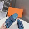 HERMÈS Blue Celeste Suede Women’s Chypre Sandals
