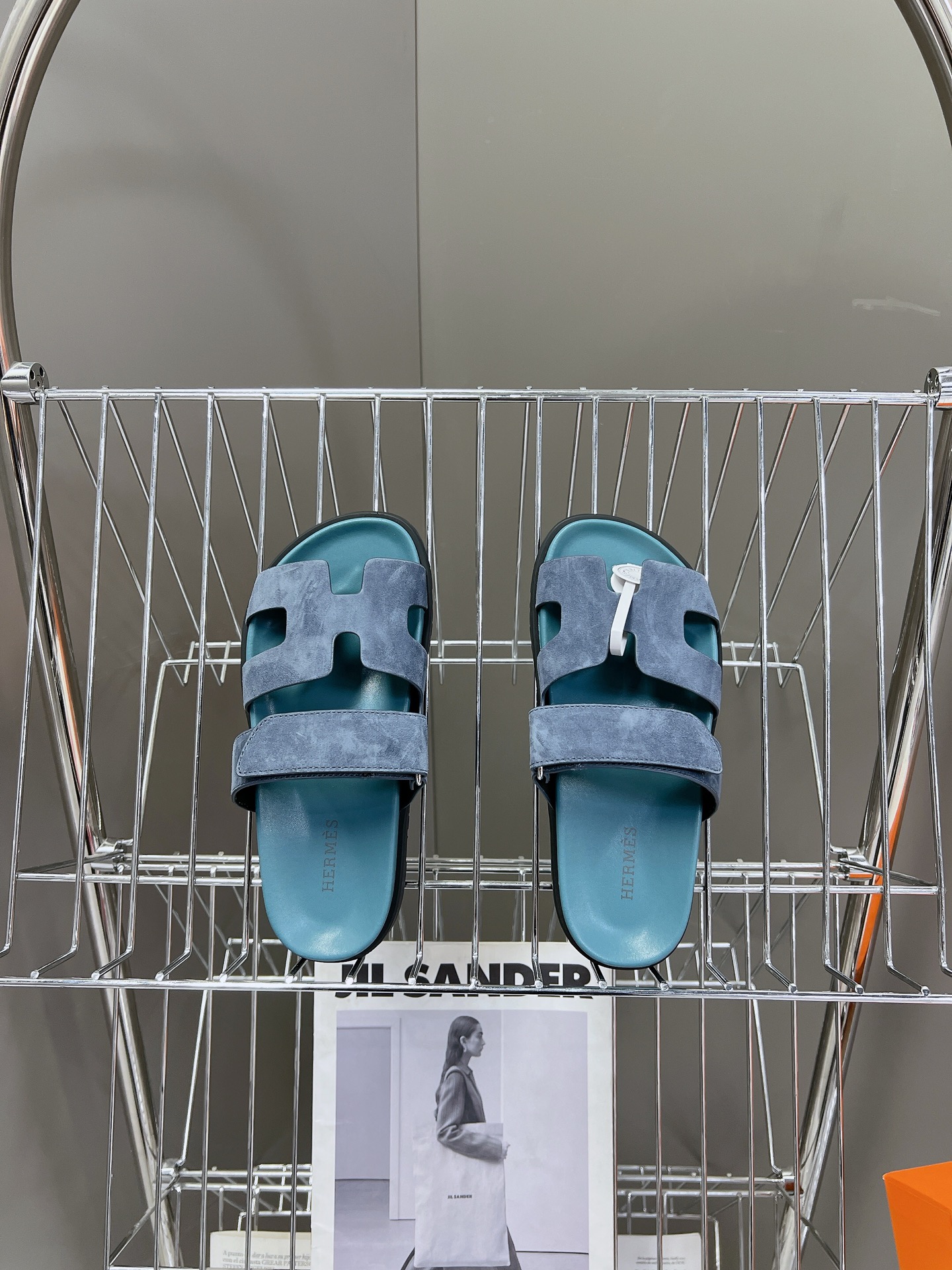 HERMÈS Blue Celeste Suede Women’s Chypre Sandals