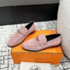 Hermes  Suede Goatskin Womens Destin Loafers  Rose Aube