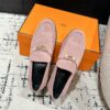 Hermes  Suede Goatskin Womens Destin Loafers  Rose Aube