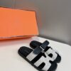 Hermès Hermès Chypre Sandal Men's Sandals Gray Black Size
