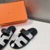 Hermès Hermès Chypre Sandal Men's Sandals Gray Black Size