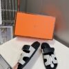Hermès Hermès Chypre Sandal Men's Sandals Gray Black Size