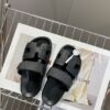 HERMÈS Black Calfskin Women’s Chypre Sandals
