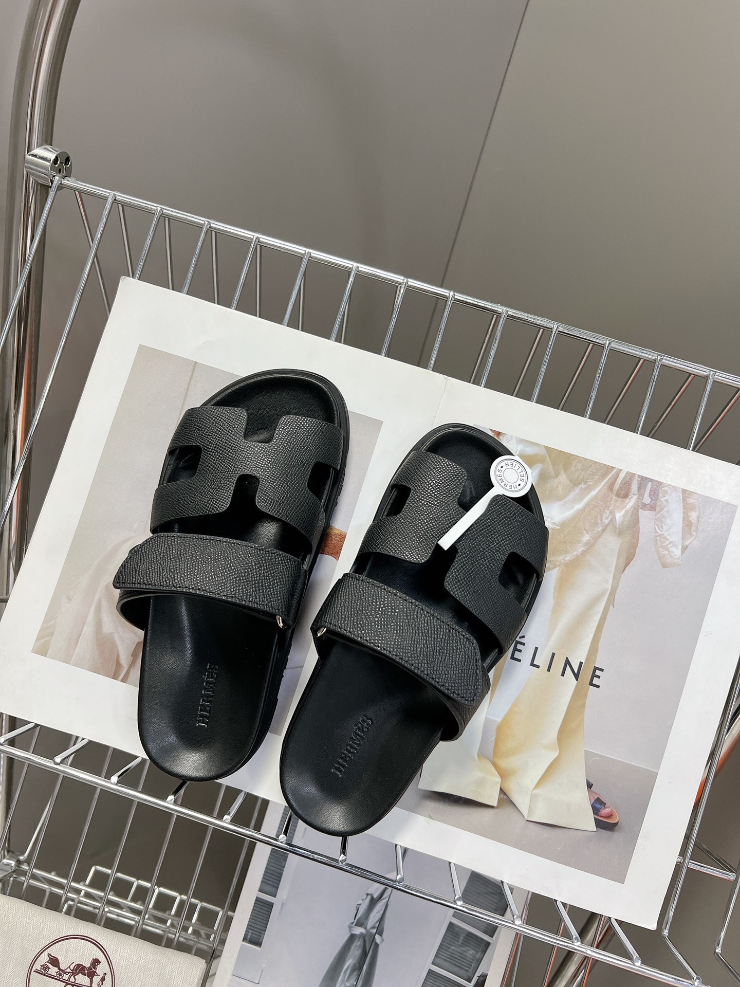 HERMÈS Black Calfskin Women’s Chypre Sandals