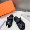 HERMÈS Black Calfskin Women’s Chypre Sandals