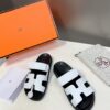 HERMES White Calfskin Women’s Chypre Sandals