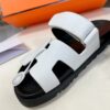 HERMES White Calfskin Women’s Chypre Sandals