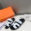 HERMES White Calfskin Women’s Chypre Sandals