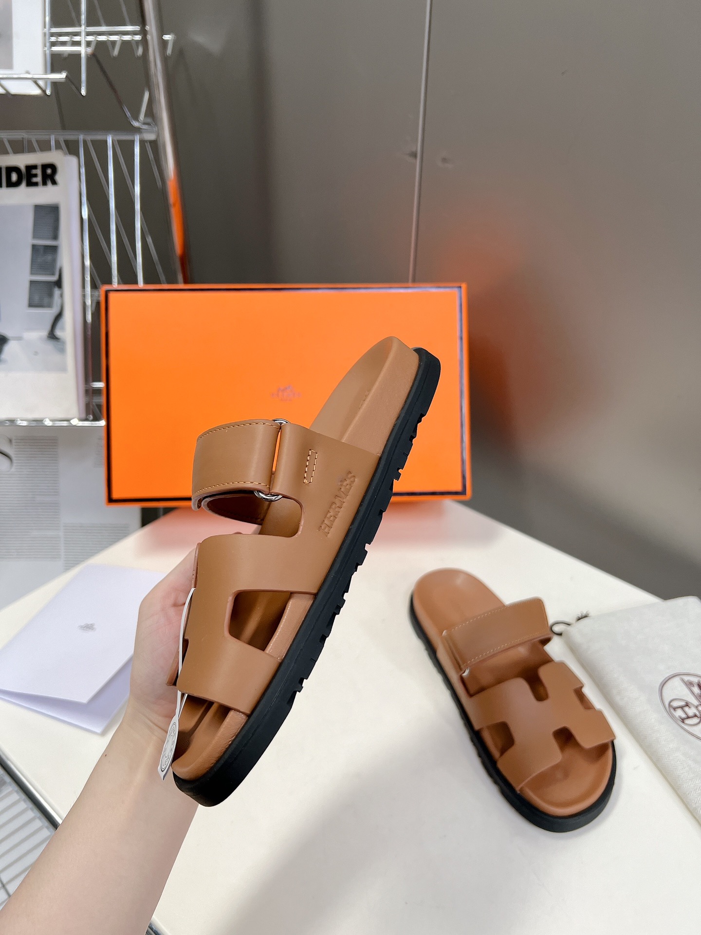 NEW in Box HERMÈS Naturel Calfskin Women's CHYPRE Sandals** CHOOSE YOUR SIZE