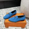 Hermes Hermes Blue Suede Paris Loafers Size