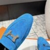 Hermes Hermes Blue Suede Paris Loafers Size