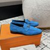 Hermes Hermes Blue Suede Paris Loafers Size