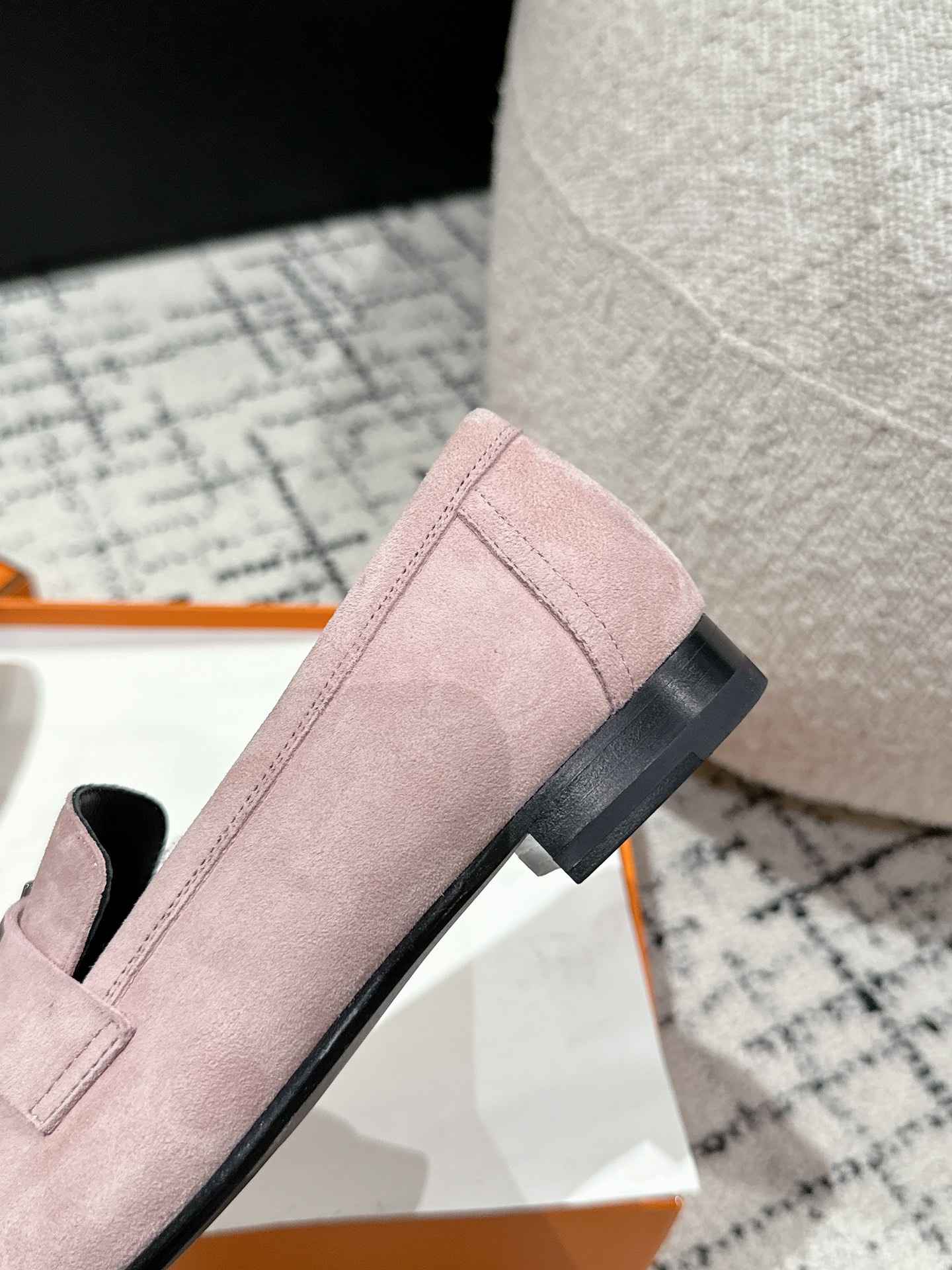 Hermes  Suede Goatskin Paris Loafers  Rose Porcelaine Sold Out