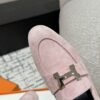 Hermes  Suede Goatskin Paris Loafers  Rose Porcelaine Sold Out