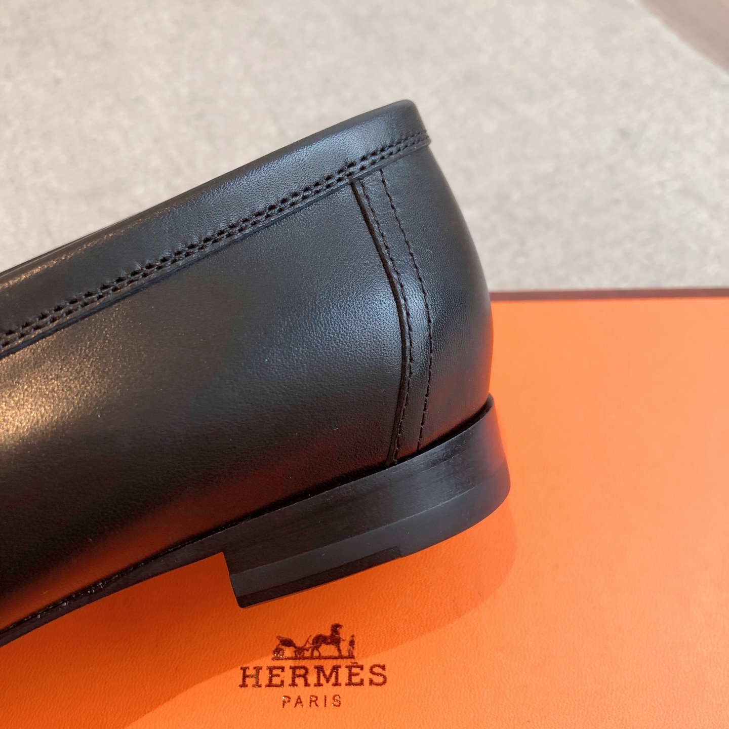 HERMES Mocassins Paris loafers Leather Black