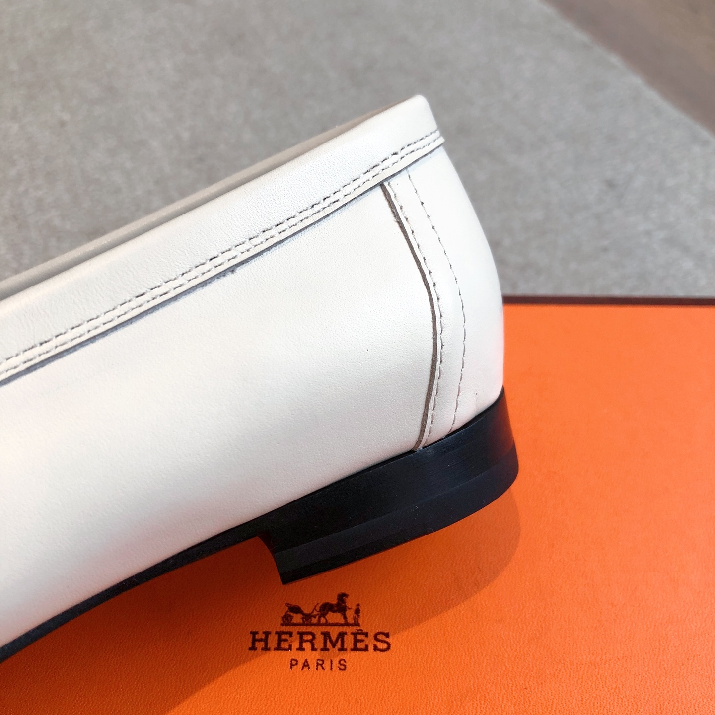 Hermes White Paris Loafers with Gold Accents 135705193
