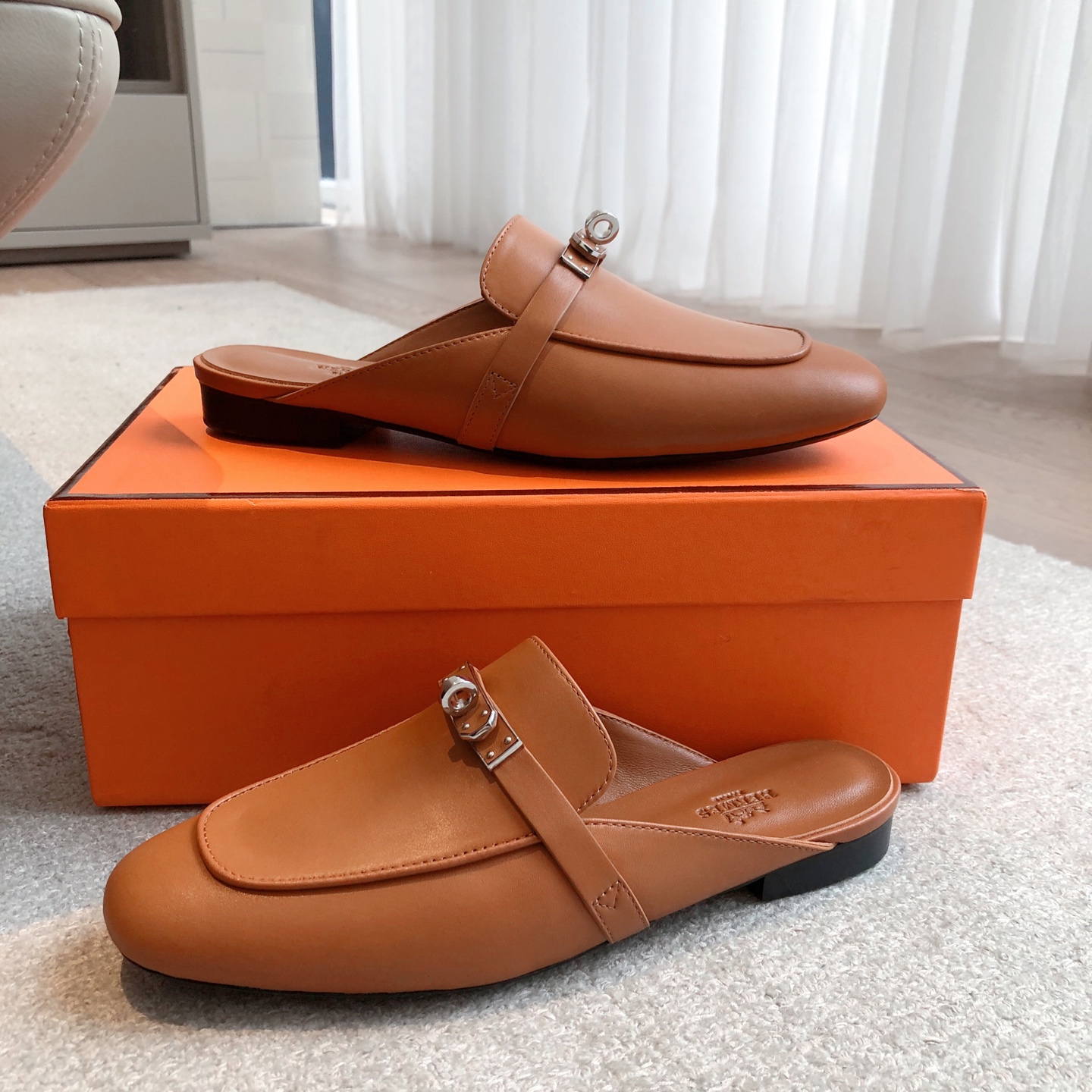 HERMES 0319 Hermes Calfskin Oz Mules Palissandre Sold Out