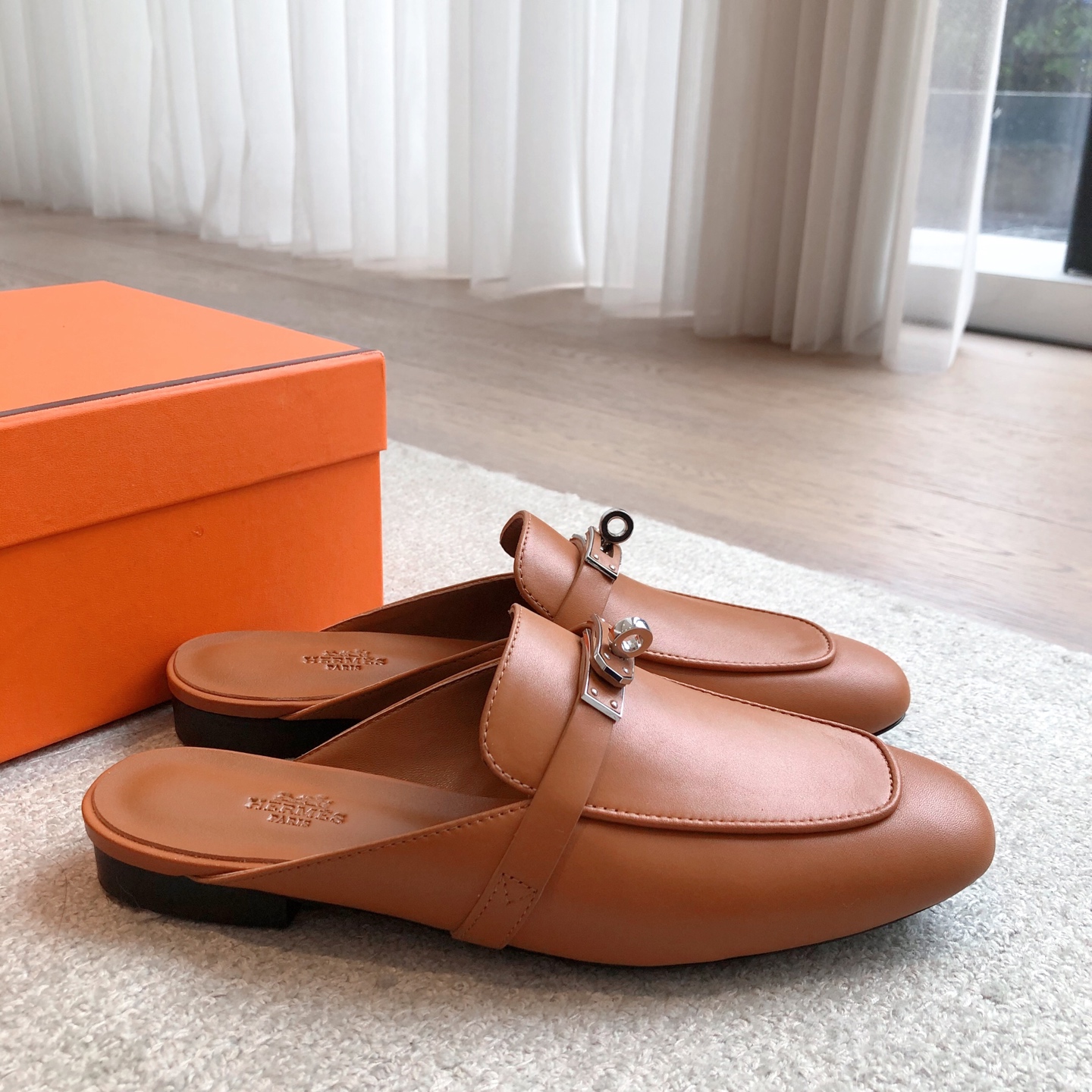 HERMES 0319 Hermes Calfskin Oz Mules Palissandre Sold Out