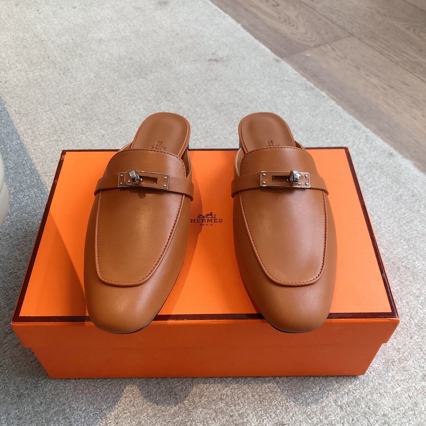HERMES 0319 Hermes Calfskin Oz Mules Palissandre Sold Out