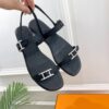 Hermes  Calfskin Cristal Sandals Black Sold Out