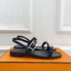 Hermes  Calfskin Cristal Sandals Black Sold Out