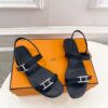 Hermes  Calfskin Cristal Sandals Black Sold Out