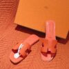 HERMES Calfskin Oran Sandals 38 Coquelicot 529995