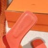 HERMES Calfskin Oran Sandals 38 Coquelicot 529995