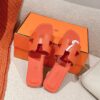 HERMES Calfskin Oran Sandals 38 Coquelicot 529995